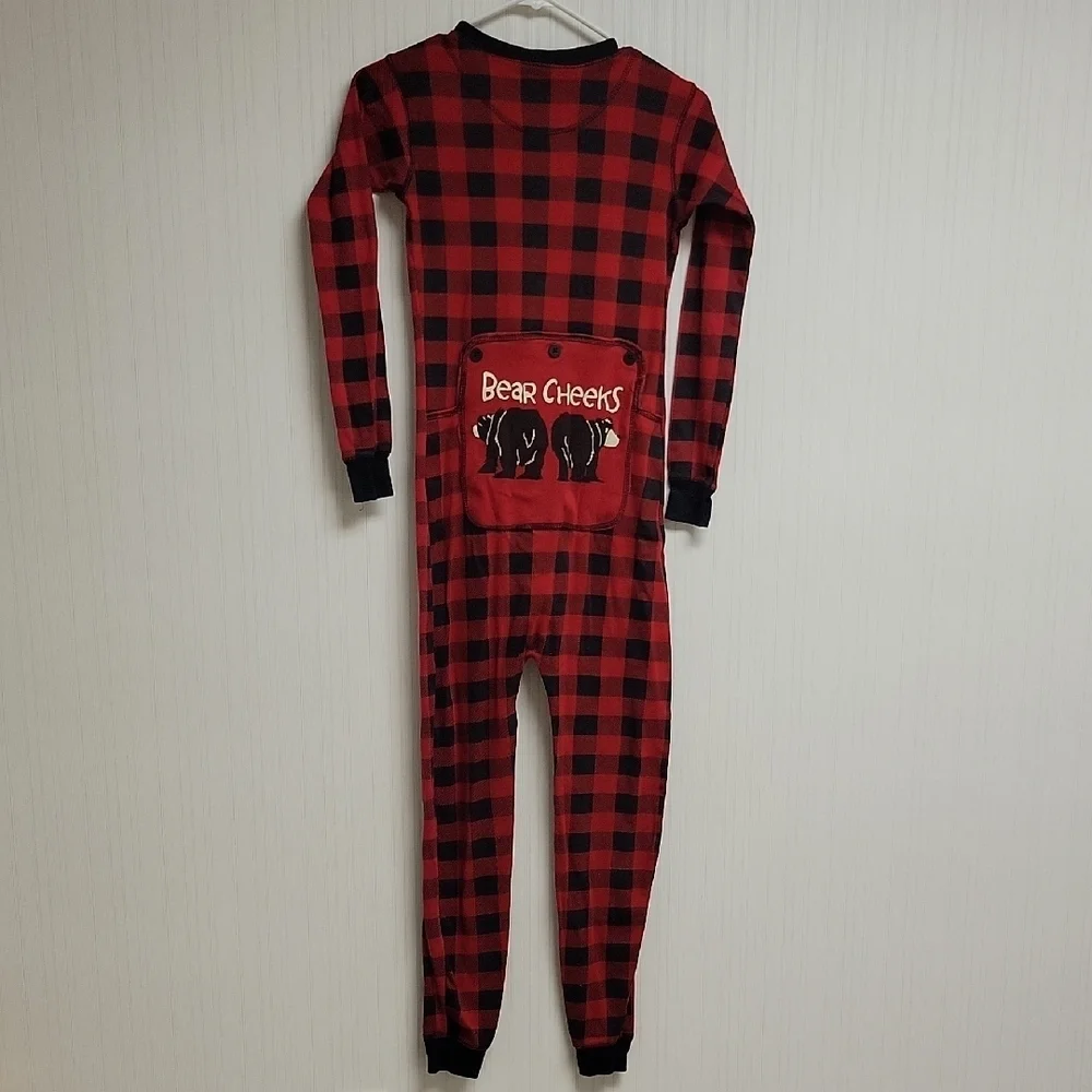 Lazy One Red and Black Plaid Kids One Pc Pajama Sz 12 NWOT